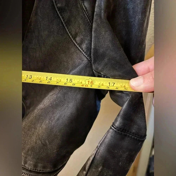 BNCI by Blanc Noir Faux Vegan Washed Leather Jacket L - Picture 8 of 16